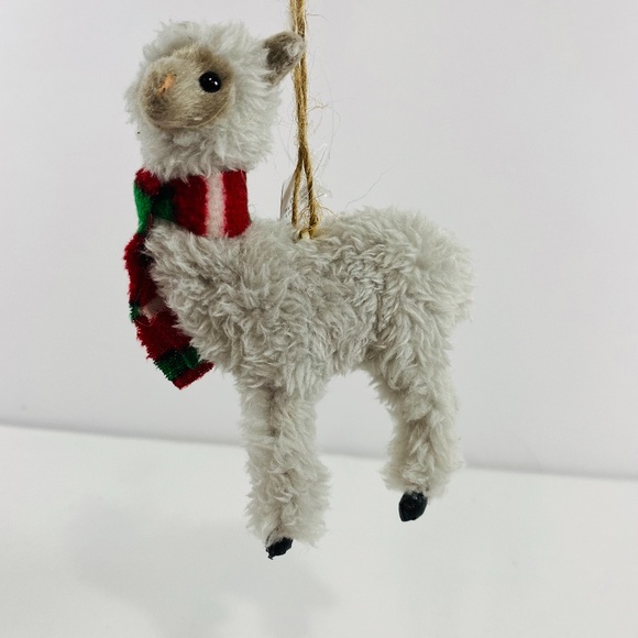 Christmas Ornament Llama Made Of Gray Faux Fur - Picture 3 of 4